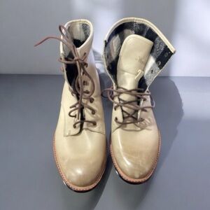 Womens Boots Woolrich Fall Ankle Boots, Light Tan Leather, Flannel Lined, Sz 9.5